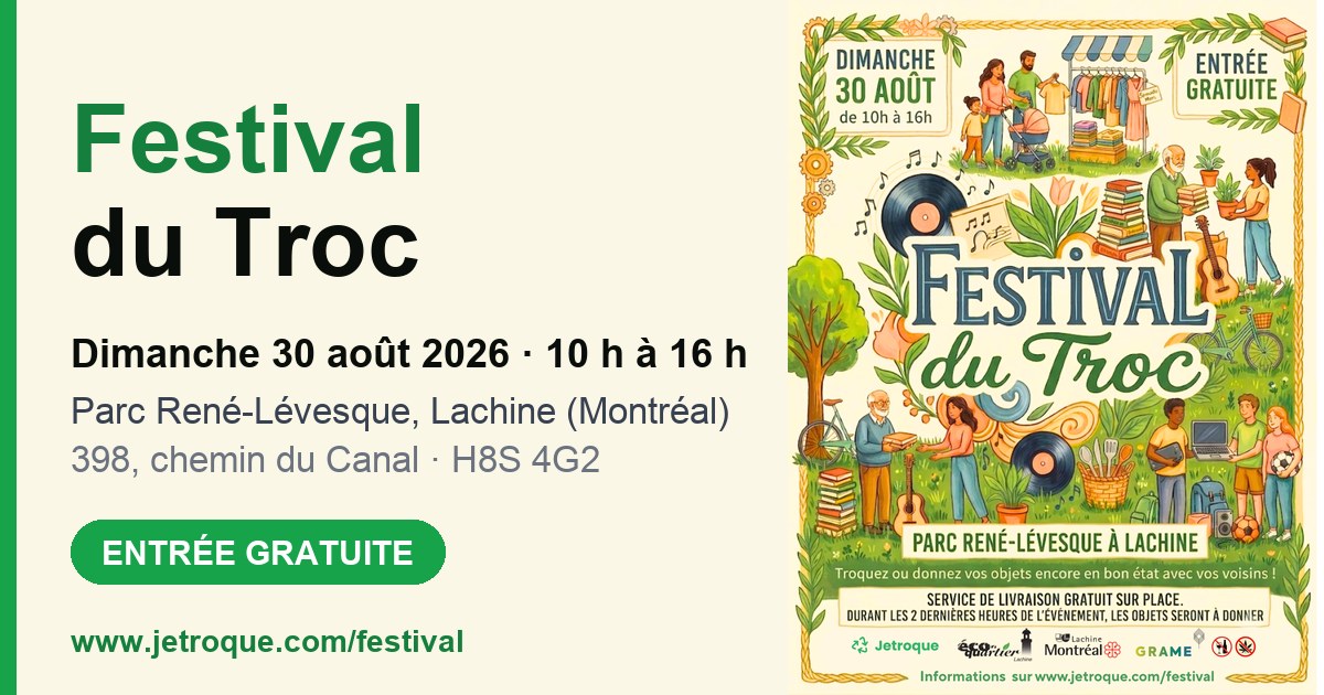 Affiche du Festival du Troc — 30 août 2026, parc René-Lévesque à Lachine
